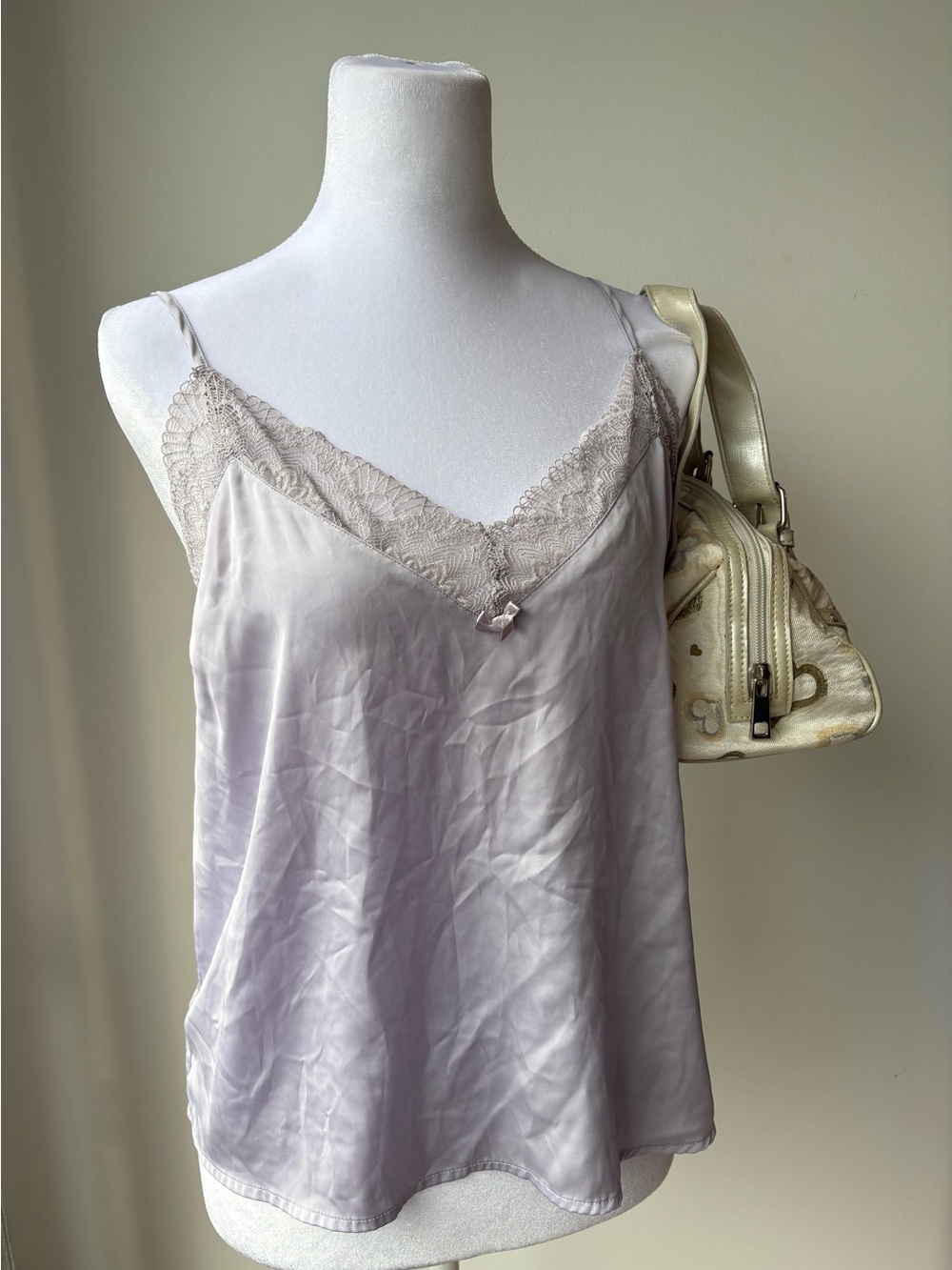 Y2K Lavender Satin Lace Cami Coquette Fairy Slip Top